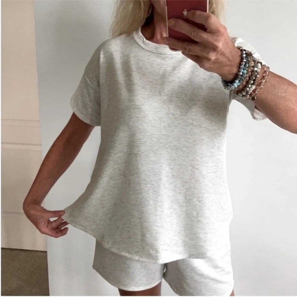 Light Heather Grey Top & Shorts Lounge Set - Picture 8 of 10